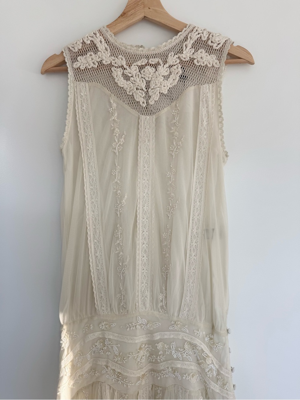 NWT Zara ivory lace crochet embroidered maxi beaded long dress retail $399 - Picture 4 of 8